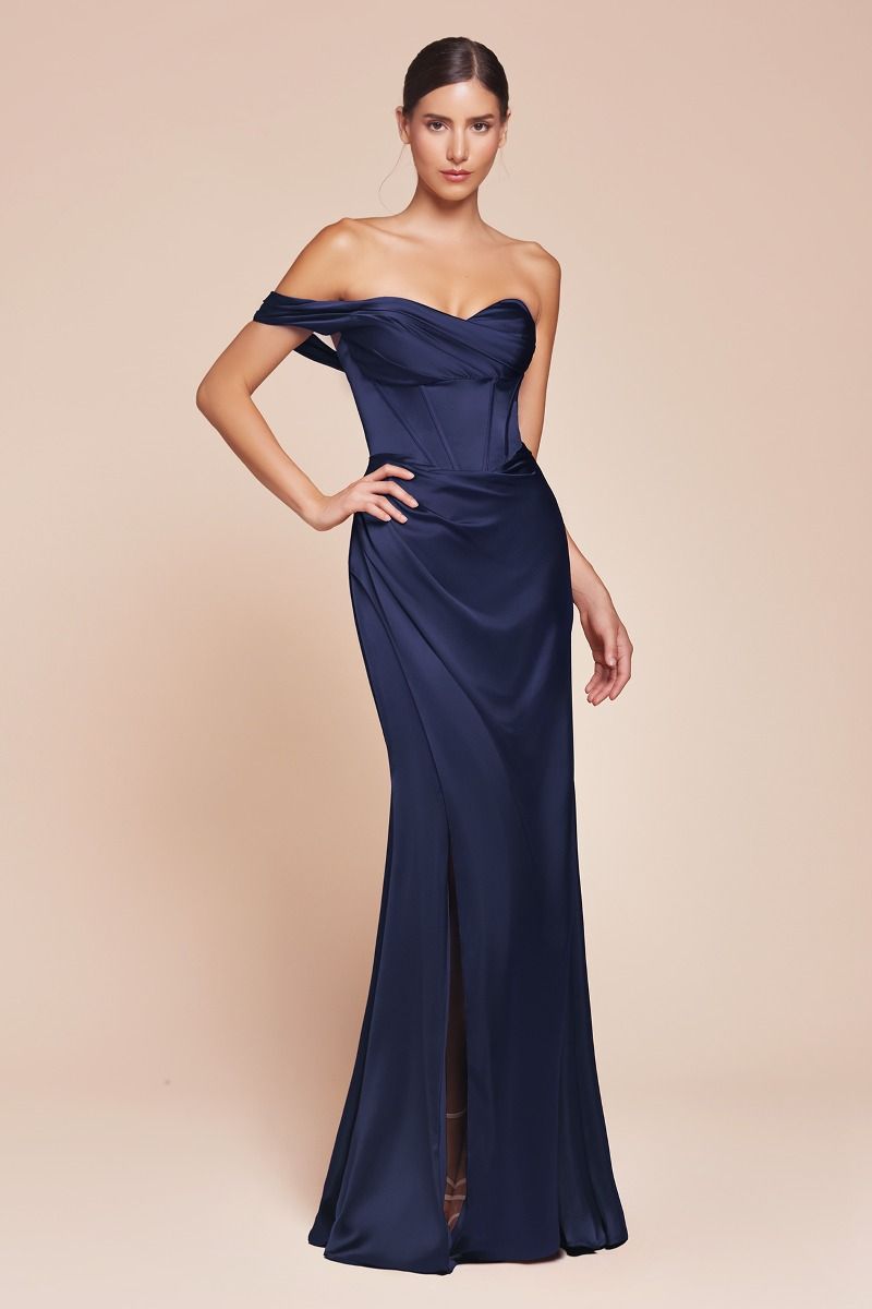 One Shoulder Satin Corset Gown-7