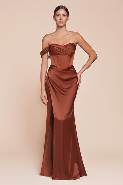 One Shoulder Satin Corset Gown-11