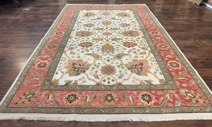 Flatweave Soumak Rug 6x9, Nourison Rug, Wool Handmade, Floral, Ivory-0