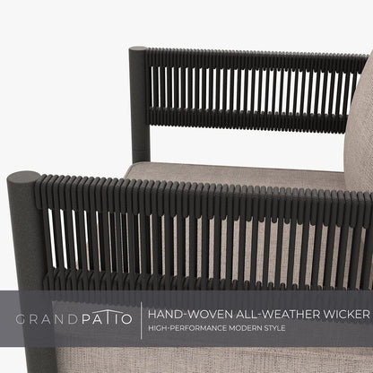 4-Piece Outdoor Conversation Set with 2 Single Chairs and 2 Patio Coffee Tables, Wicker Furniture Set