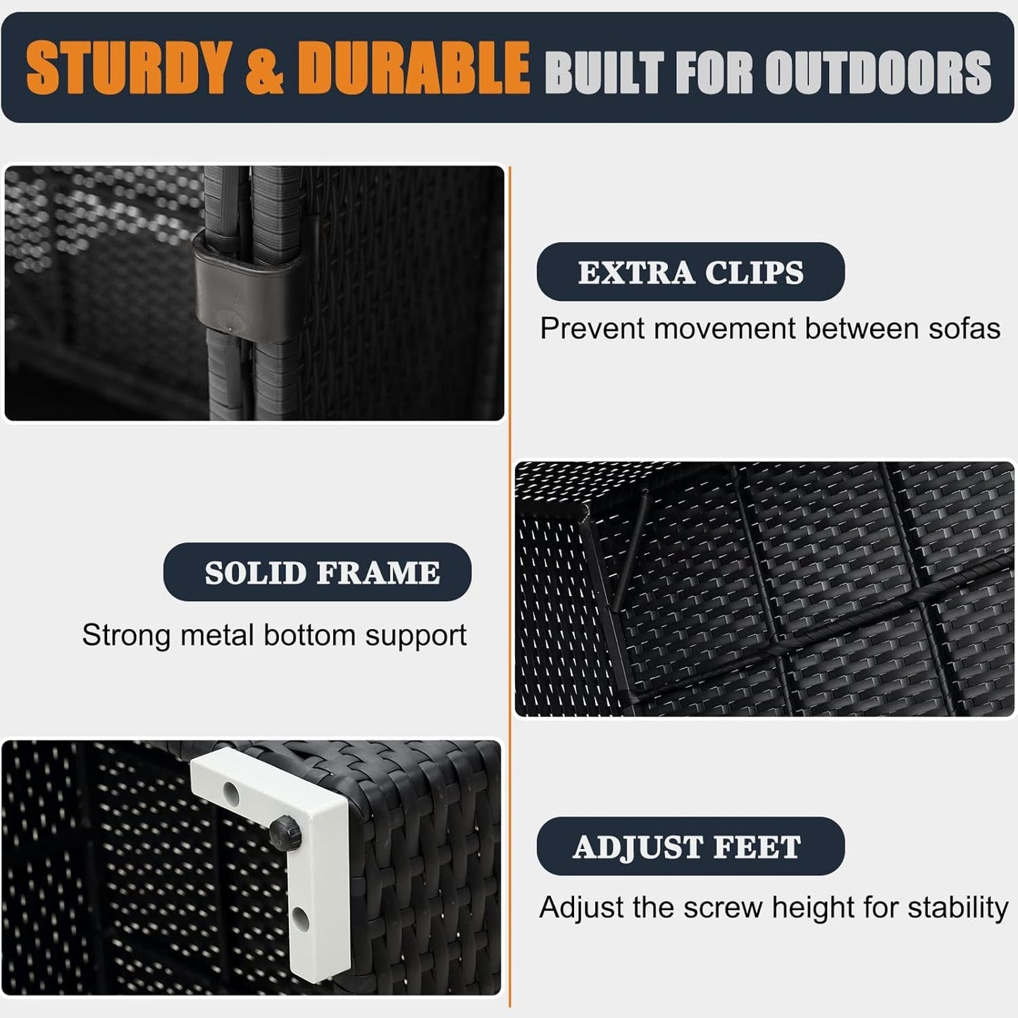 Patio Furniture Set with Fire Pit Table, 13 Pieces Outdoor All-Weather Wicker Conversation Sectional Chair Sofa Set