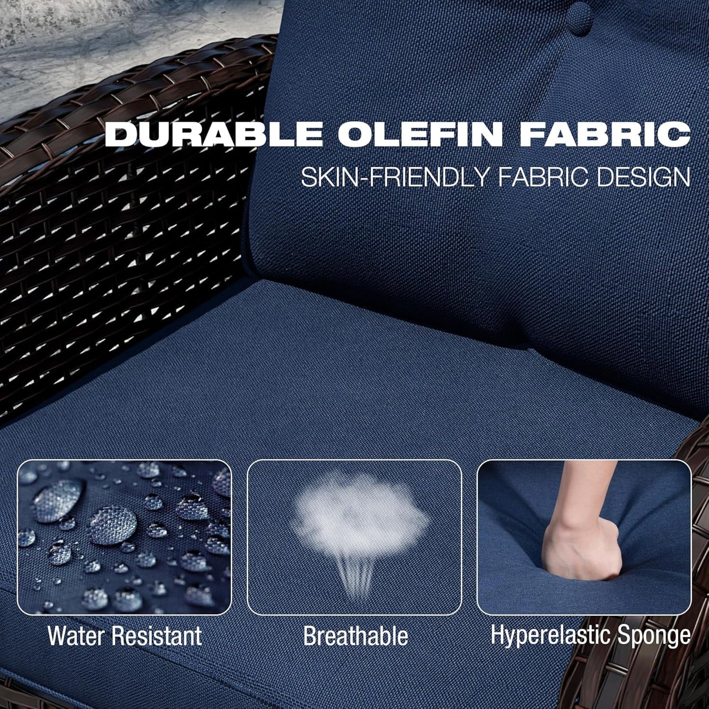 Outdoor Wicker Patio Furniture Set with Swivel Rockers