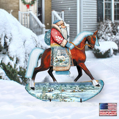 Horsey Santa Christmas Outdoor Yard Sign by G. DeBrekht - Christmas Santa Snowman Decor - 8151121F
