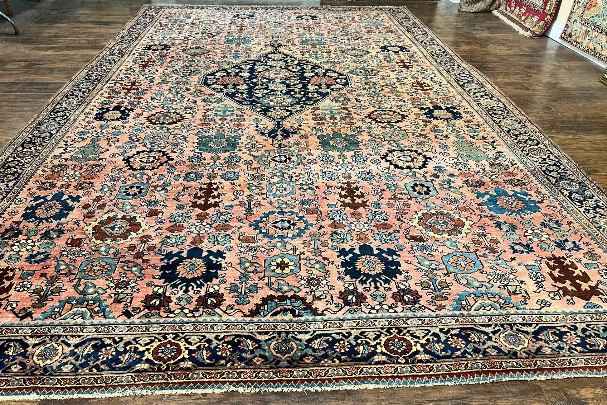 Rare Persian Sarouk Farahan Rug 9x15 – Antique Wool Carpet, Signed By Master Weaver-0
