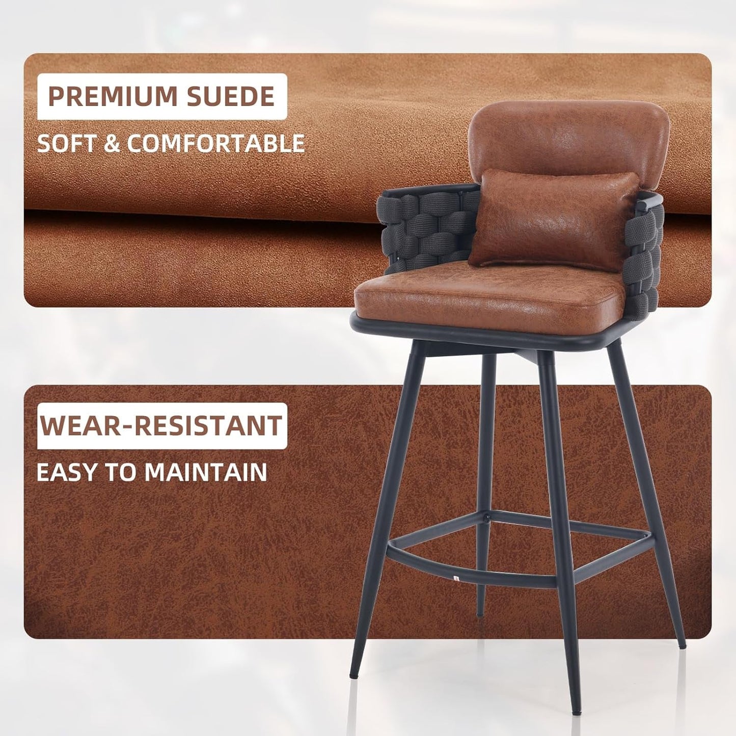 Hand Woven Counter Height Bar Stools Set of Two-4