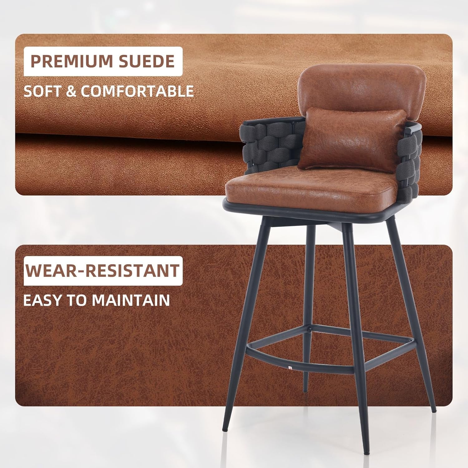 Hand Woven Counter Height Bar Stools Set of Two-4