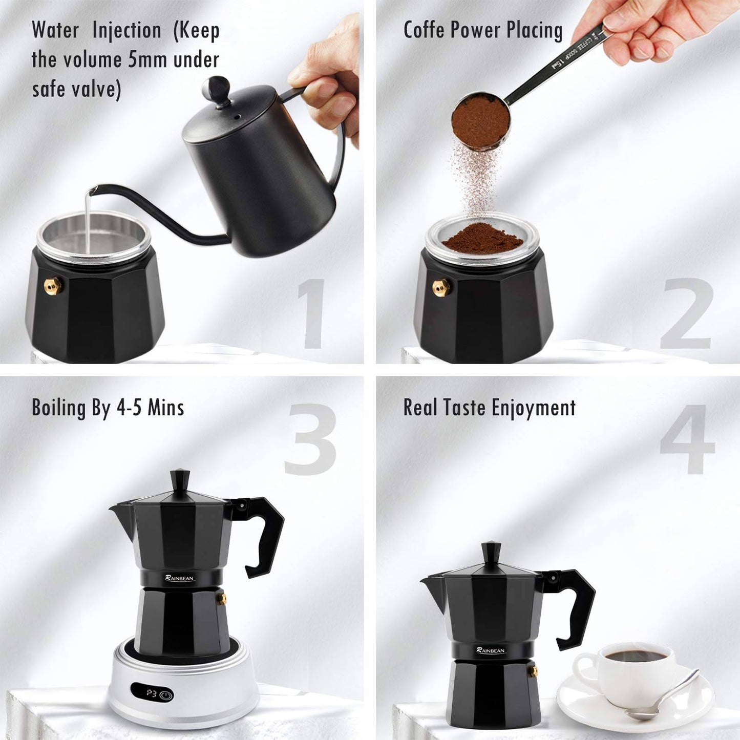 Classic Italian Moka Pot – Stovetop Espresso Maker (3 or 6 Cups)