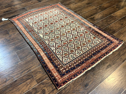 Antique Caucasian Rug 4x6, Hand Knotted Wool Carpet, Shirvan Rug-1