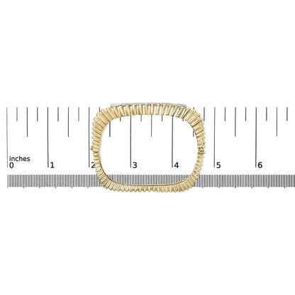 14K Yellow Gold 1 1/4 Cttw Diamond Ribbed Rounded Rectangle Bangle Bracelet (G-H Color, VS2-SI1 Clarity) - 7.75" Inches-4