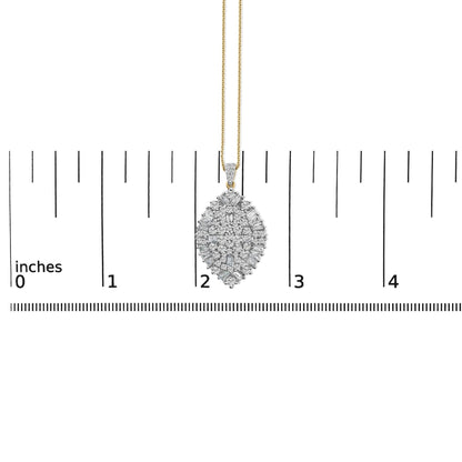 14K White and Yellow Gold 2.00 Cttw Diamond Cluster Pear Shaped Pendant Necklace (G-H Color, SI2-I1 Clarity) -20" Inches-4