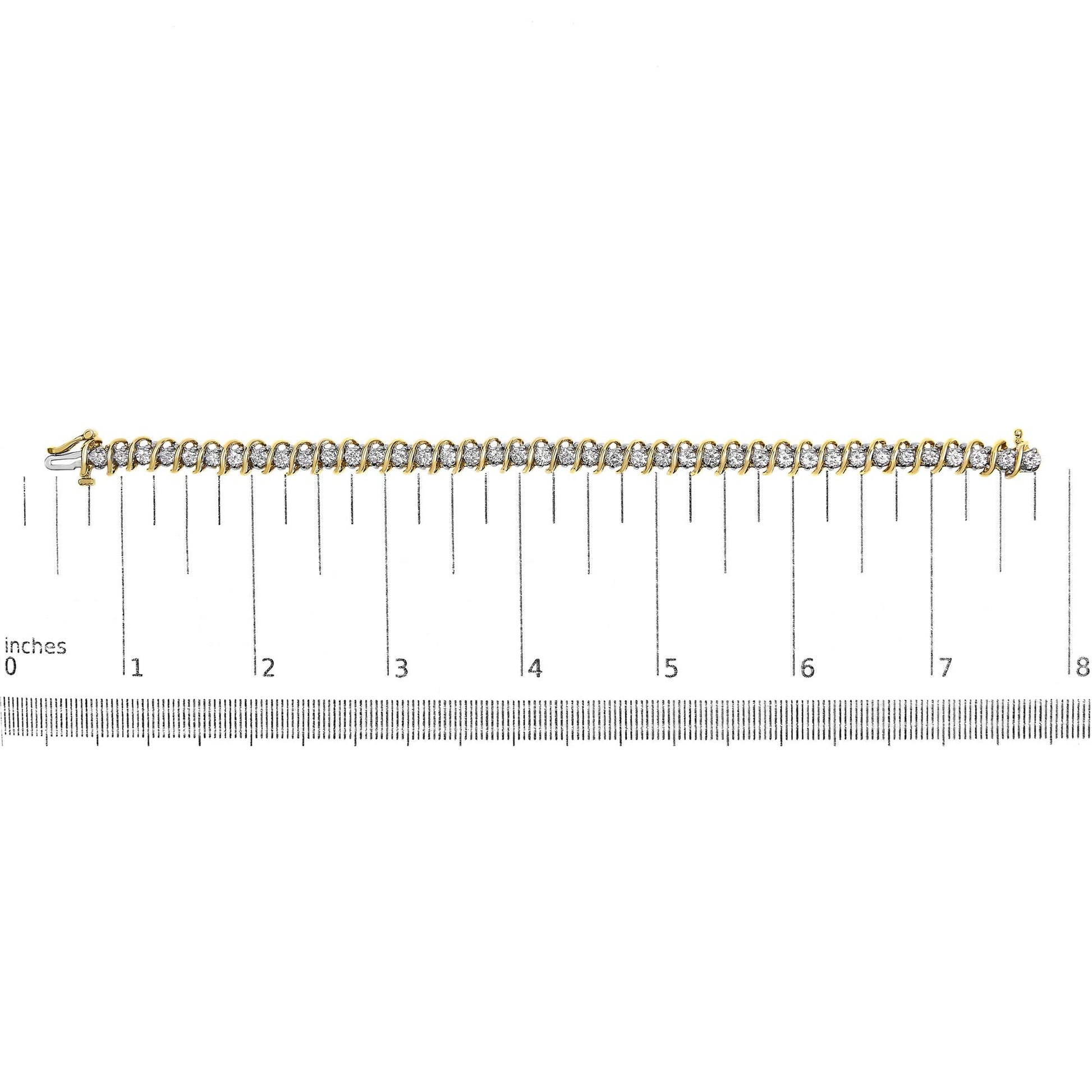 18K Yellow Gold 4.0 Cttw Round-Cut Diamond S-Link 7" Inch Tennis Bracelet (I-J Color, SI1-SI2 Clarity)-4