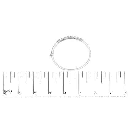 14K White Gold 2 1/2 Cttw Diamond Graduating Floral Cluster Bangle Bracelet (H-I Color, SI1-SI2 Clarity) - Fits Wrists up to 7.25"-4