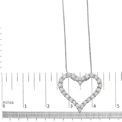 .925 Sterling Silver 2.0 Cttw Diamond Open Heart 18" Pendant Necklace (I-J Color, I2-I3 Clarity)-4