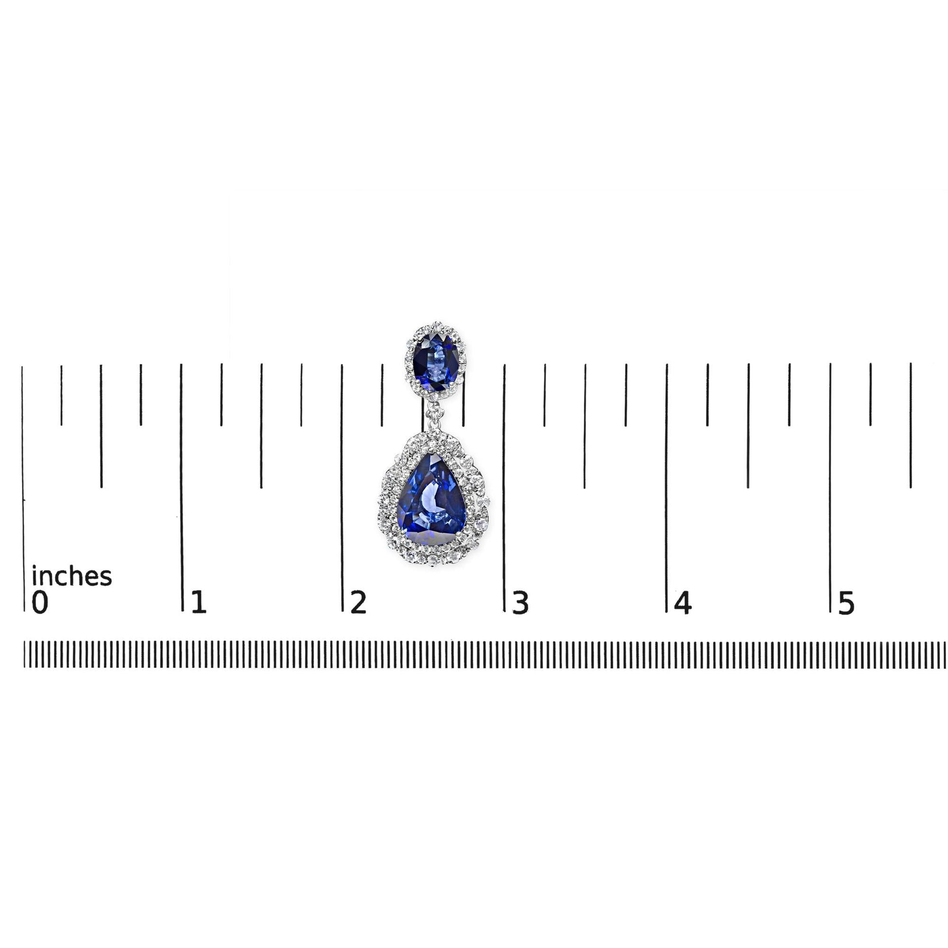 18K White Gold Blue Sapphire 2 3/4 Cttw Diamond Halo Drop Dangle Earring (G-H Color, SI1-SI2 Clarity)-4