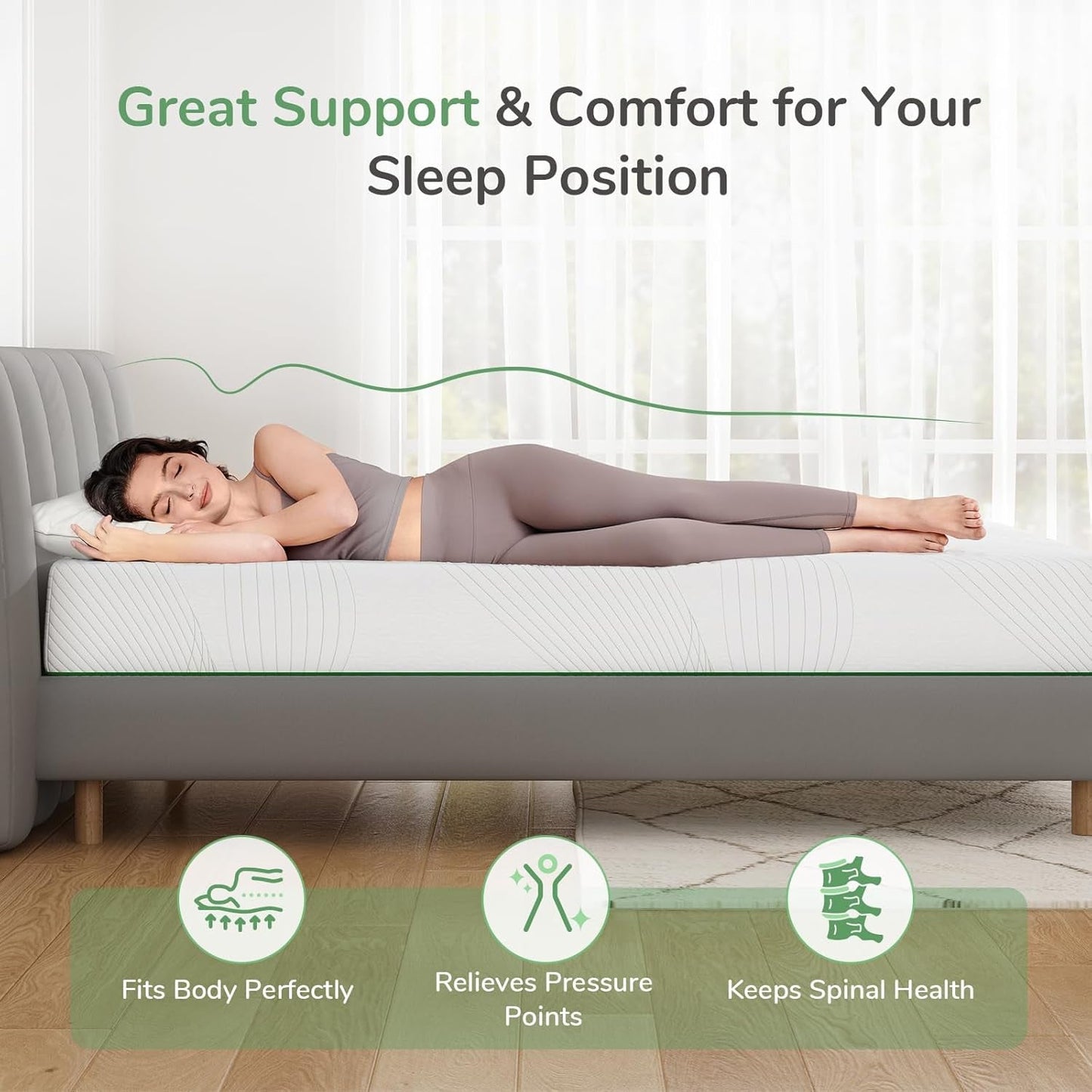 Cooling Memory Foam Queen Mattress for Back Pain Relief-2