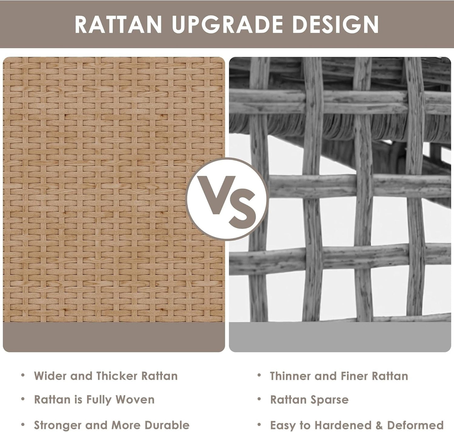 Outdoor Patio Sectional Furniture Set, 8 Piece Wicker Conversation Patio Furniture Wtih Extra Waterproof Cover and Thick Cushions for Garden, Backyard