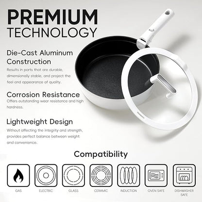 CAROTE 22pcs Pots and Pans Set Non Stick, Detachable Handle Cookware Set White, RV Cooking Set, Dishwasher/Oven/Fridge Safe, Pot and Pan Set, Induction Cookware