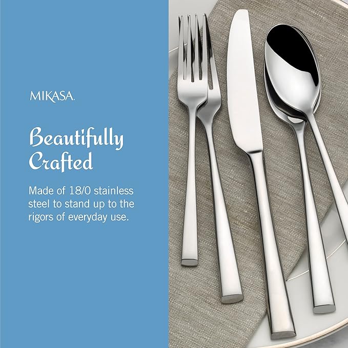 Mikasa, Rockford Flatware Service for 4, 20 Piece Set, 18/0 Stainless Steel Silverware Set