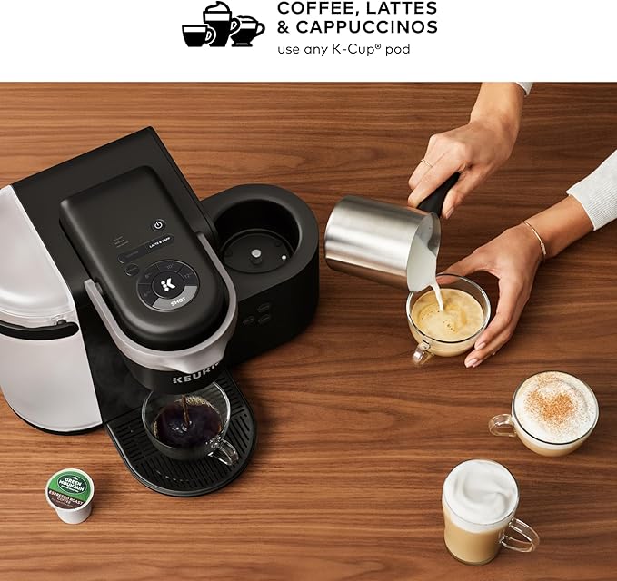 Keurig K-Cafe Single-Serve K-Cup Coffee Maker, Latte Maker and Cappuccino Maker, Comes with Dishwasher Safe Milk Frother, Coffee Shot Capability, Compatible with all Keurig K-Cup Pods, Dark Charcoal