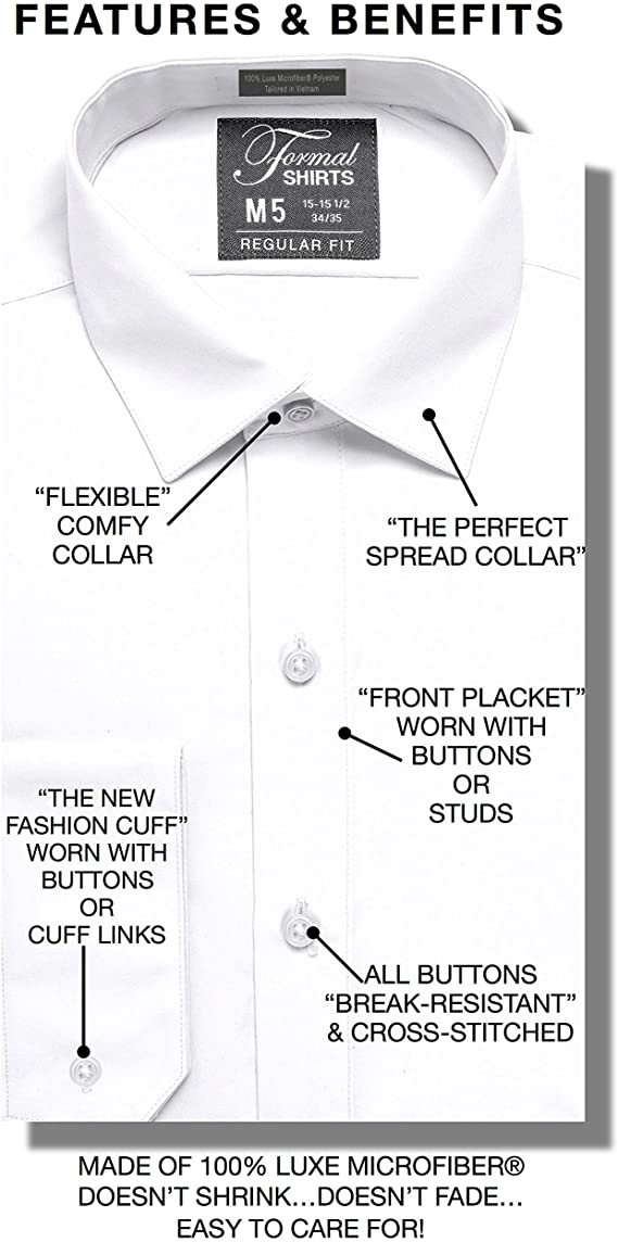 Luxe Microfiber® Men’s Regular Fit Dress Shirt, Tuxedo Shirt-1
