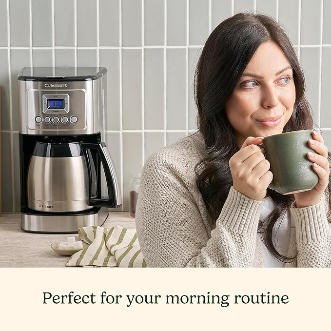 Cuisinart 12-Cup Coffee Maker with Thermal Coffee Carafe, Stainless Steel, Programmable Large Capacity Drip Coffee Machine for Home or Office, DCC-3400NAS, Silver