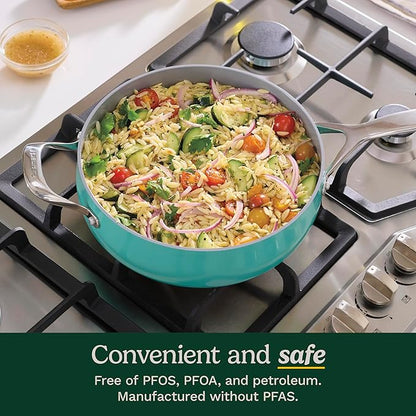 Cuisinart Culinary Collection 12-Piece Pots and Pans Set, PURELYCERAMIC Nonstick, Teal