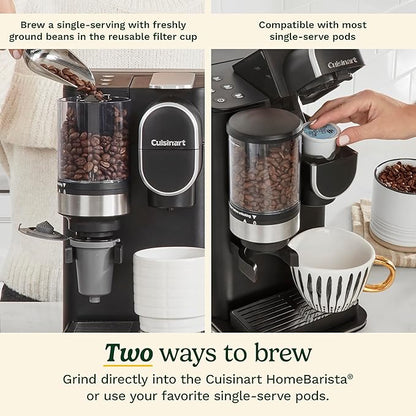 Cuisinart Single Serve Coffee Maker + Coffee Grinder, 48-Ounce Removable Reservoir, Black, DGB-2