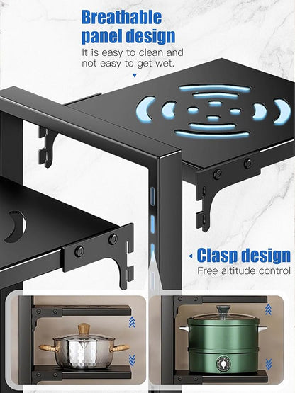 Caliee Pot Organizers Inside Cabinet, Heavy Duty Pot Pan Rack Organizer with 4-Tiers, Pan Storage Organizer for Under Cabinet Applicable to Kitchen Storage (Black)