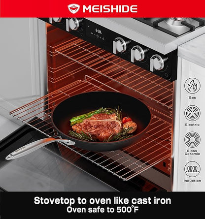 Pots and Pans Set Nonstick 8Pcs Cookware Sets, PFAS/PFOS/PFOA/BPA Free Induction Cookware Non-Stick Cooking Set with Frying Pans & Saucepans, Black