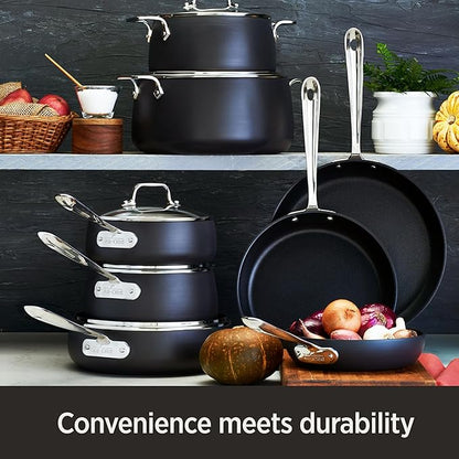 All-Clad HA1 Hard Anodized Non Stick Fry Pan Set 2 Piece, 8, 10 Inch, Induction, Oven Broiler Safe 500F, Pots and Pans Set, Kitchen Frying Pans, Skillets, Premium Cookware, Home, Dishwasher Safe Black