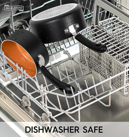 MICHELANGELO Nonstick Sauce Pan With Lid, 1QT, 2QT & 3QT Ceramic Saucepan, Copper Saucepans, PFAS-FREE Pot Set, Small Pots For Cooking, Multipurpose Cooking Pots Set For Home Kitchen, Dishwasher Safe