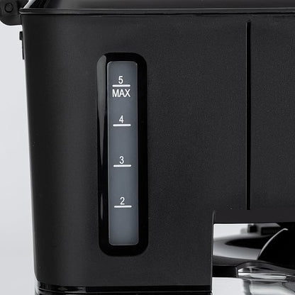 Basics 5 Cup Drip Coffee Maker, Coffee Machine with Glass Coffee Pot (0.8 Qt), Auto Shut-off, Auto Pause, Removable Filter Basket, Matte Black