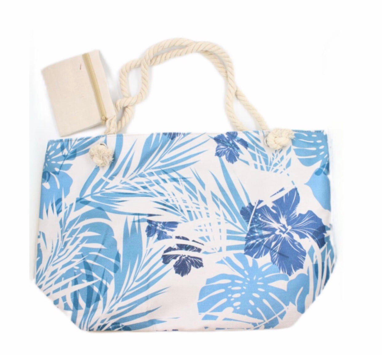 Hibiscus Baby Blue Canvas Tote Bag