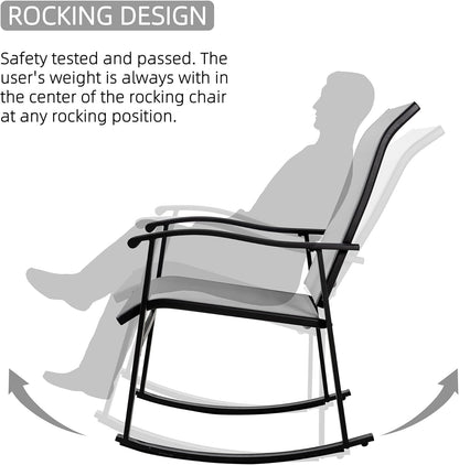 Elegant Three Piece Outdoor Rocking Bistro Furniture Set