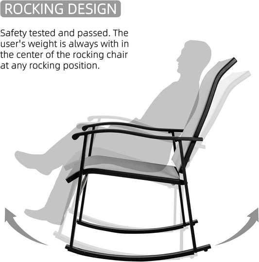 Elegant Three Piece Outdoor Rocking Bistro Furniture Set