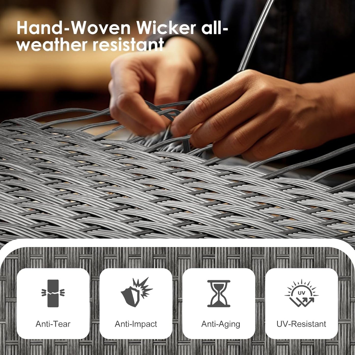 Half Moon Curved Outdoor Patio Furniture Set Grey