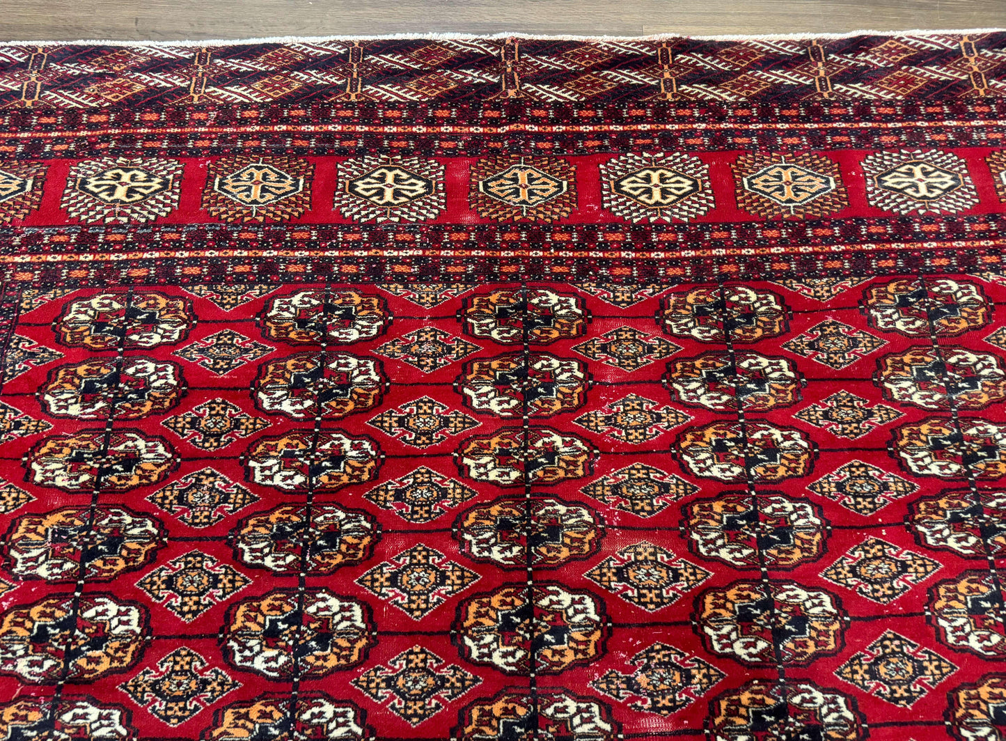 Bokhara Rug 9x12, Red Turkoman Rug, Pakistani Rug, Tribal Carpet, Wool Rug, Red Rug