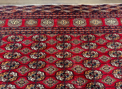 Bokhara Rug 9x12, Red Turkoman Rug, Pakistani Rug, Tribal Carpet, Wool Rug, Red Rug