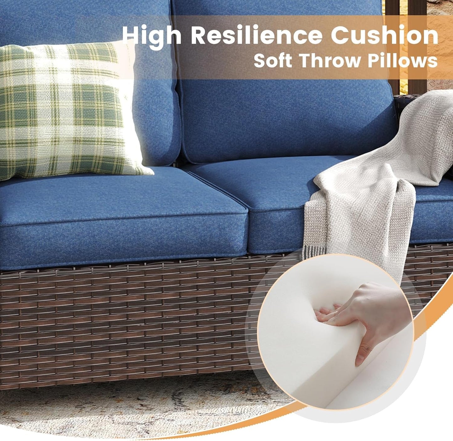 Nine Piece Outdoor Patio Furniture Wicker Conversation Set