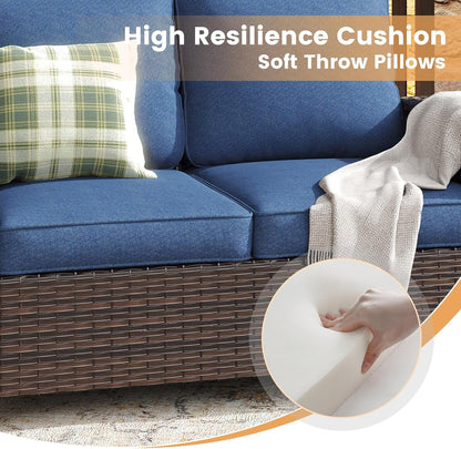 Nine Piece Outdoor Patio Furniture Wicker Conversation Set