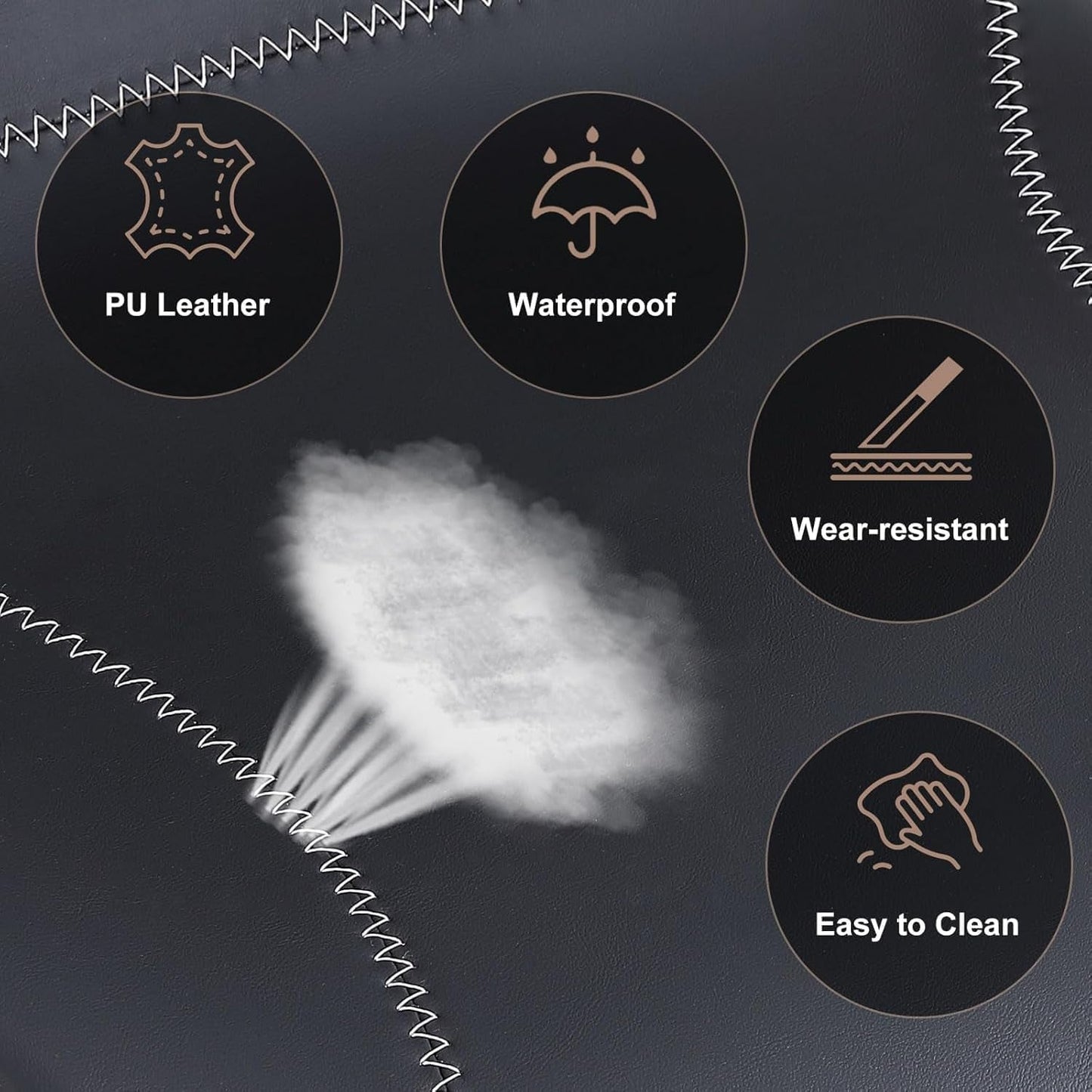 Bar Stools Set of 2, PU Leather Counter Height Barstools with Back, Height Adjustable Swivel Bar Chairs, Modern Armless Kitchen Island Stool, Black-3