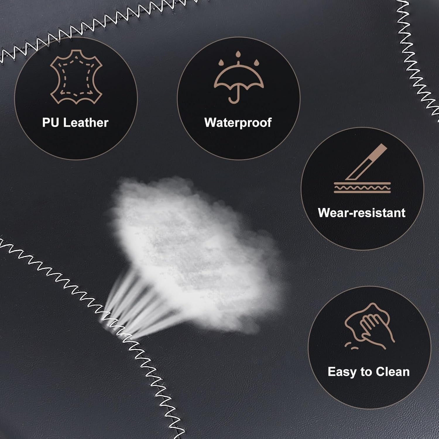 Bar Stools Set of 2, PU Leather Counter Height Barstools with Back, Height Adjustable Swivel Bar Chairs, Modern Armless Kitchen Island Stool, Black-3