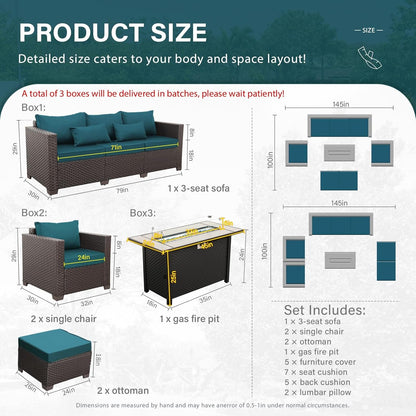Six-Piece Outdoor Furniture Set with Fire Pit Table