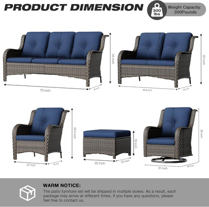 5-Piece Wicker Patio Furniture Set with Cushions-1