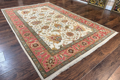 Flatweave Soumak Rug 6x9, Nourison Rug, Wool Handmade, Floral, Ivory-1