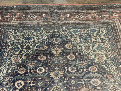 Antique Persian Bidjar Rug 8x15 – Navy Blue, Herati Pattern, Early 20th Century-2