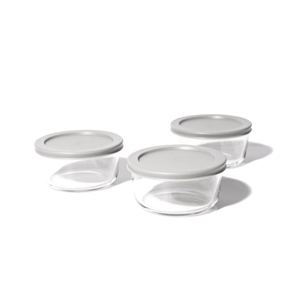 Glass Food Storage Containers - 6 Piece 2 Cup Set (3 Containers + 3 Lids)-1
