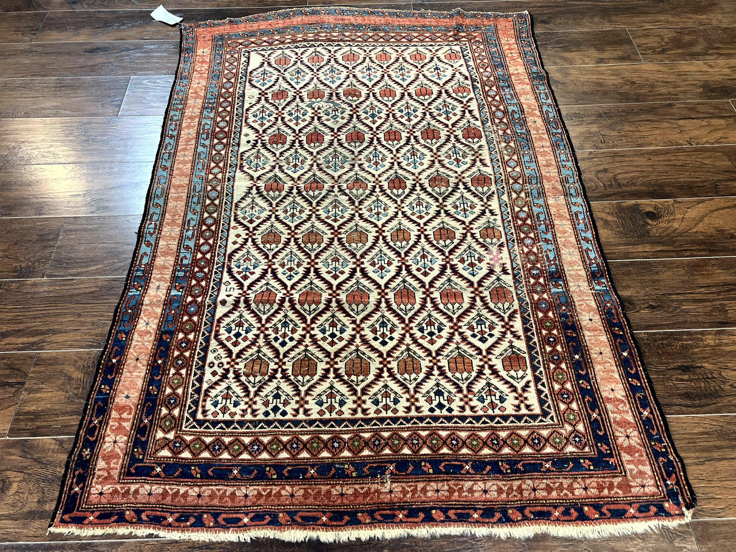 Antique Caucasian Rug 4x6, Hand Knotted Wool Carpet, Shirvan Rug-0