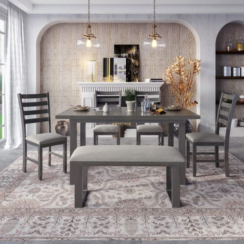 6-Piece Rustic Wood Dining Set-0