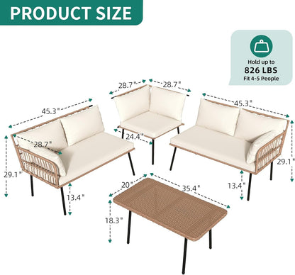 All Weather Wicker Patio Furniture Set with Cushions-3